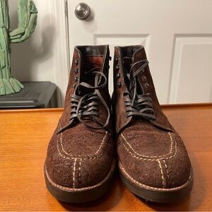 Alden NST Tanker Boots in Reverse Tobacco Chamois add Vabram Protector Men’s 7.5